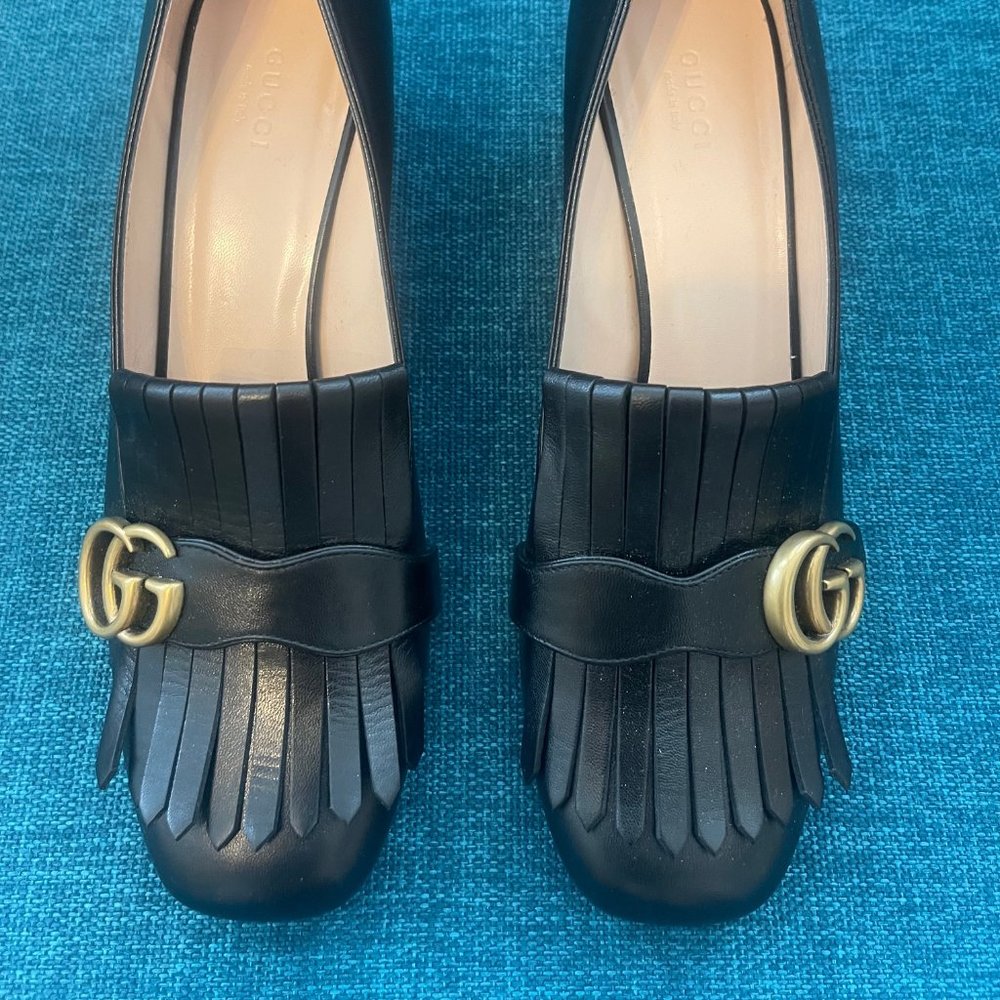 New Gucci Marmont Black Mid-heel Shoes Pumps 41.5 - $920 US size 11